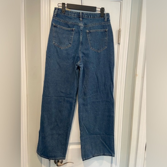 Dazy Size 8 High Waist Wide Leg Zip Up Cotton Blend Medium Wash Denim Jeans - Picture 4 of 11